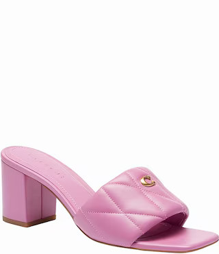 COACHHolly Quilted Leather Logo Detail Block Heel Slide Sandals | Dillard's