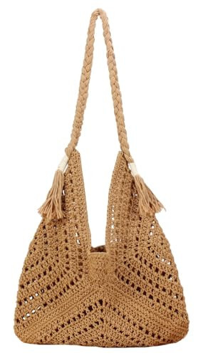 Hzxsny Boho Straw Bags for Women Large Woven Tote Bag Straw Beach Bag Shoulder Bags Purse Handbags Summer Straw Hobo Bag | Amazon (US)