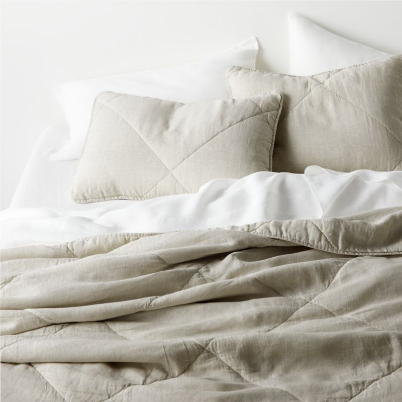 EUROPEAN FLAX -Certified Linen Warm Naturals King Quilt + Reviews | Crate & Barrel | Crate & Barrel