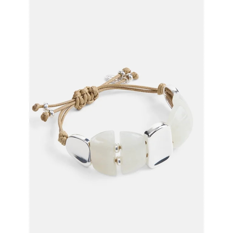 Scoop Women's Tan Cord Bracelet with Geometric Beads | Walmart (US)