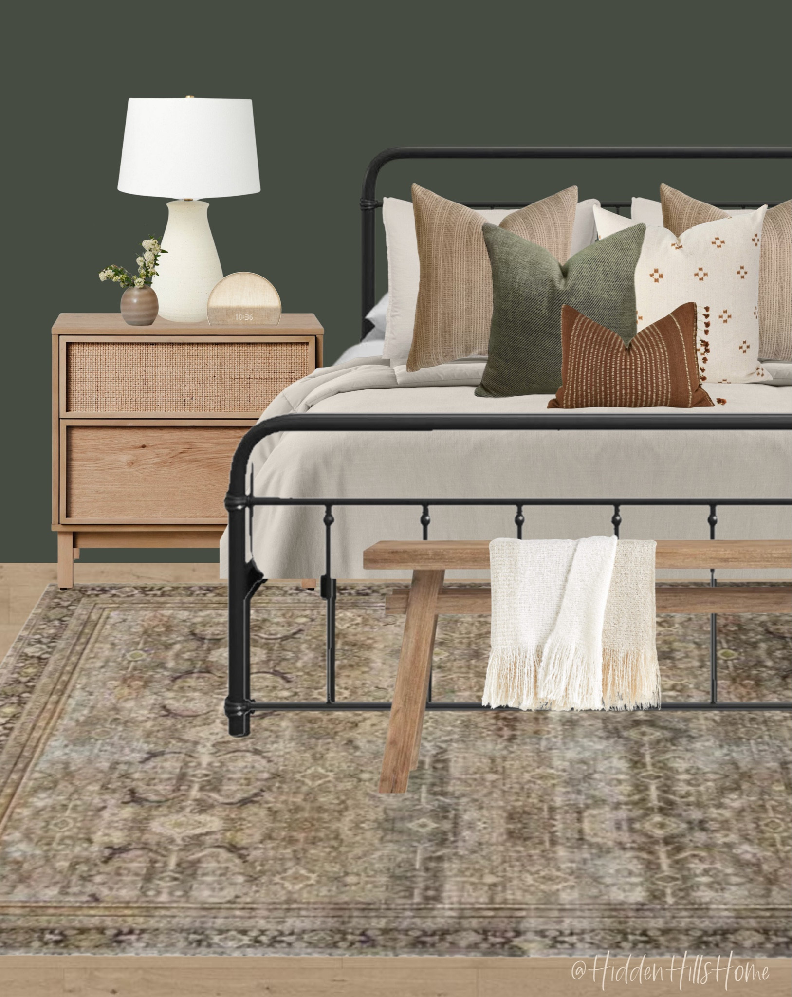 Bedroom decor, moody bedroom decor mood board, dark green bedroom accent wall in color SW Ripe Olive! Master bedroom, primary bedroom design #bedroom 

#LTKsalealert #LTKhome #LTKCyberWeek