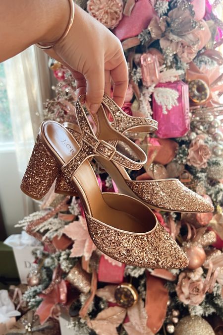 rose gold glitter pointy toe heels for the Holidays! i’m in the 8.5! runs TTS 

#LTKsalealert #LTKHoliday #LTKshoecrush