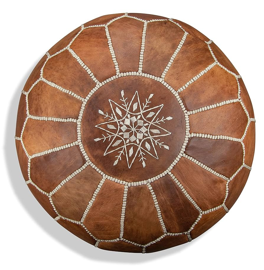 Premium Moroccan Leather Pouf - Handmade - Delivered Stuffed - Ottoman, Footstool, Floor Cushion ... | Amazon (US)