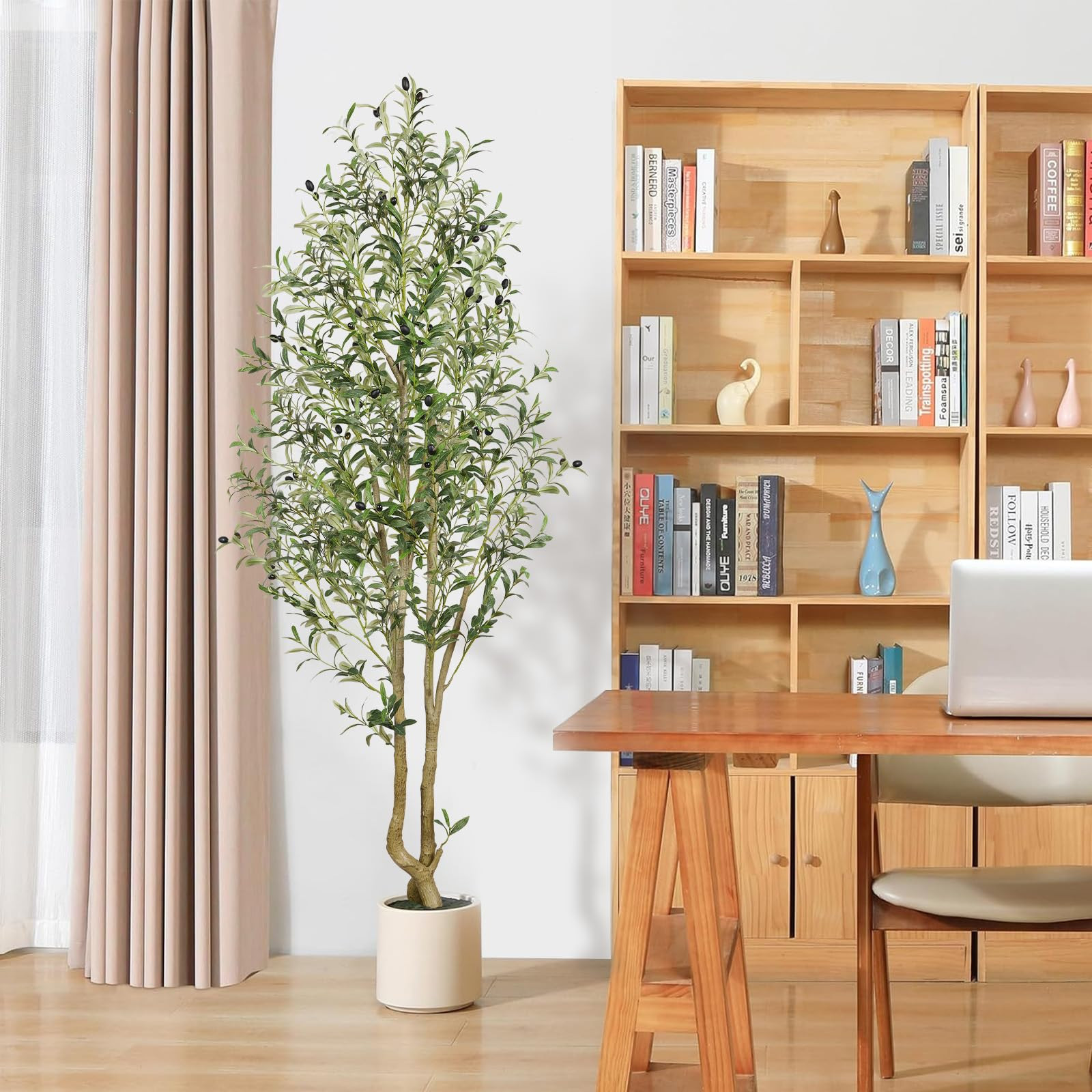 Alupssuc 6FT Artificial Olive Tree, Faux Olive Tree with Curved Trunk & Lifelike Olive Leaves in ... | Amazon (UK)