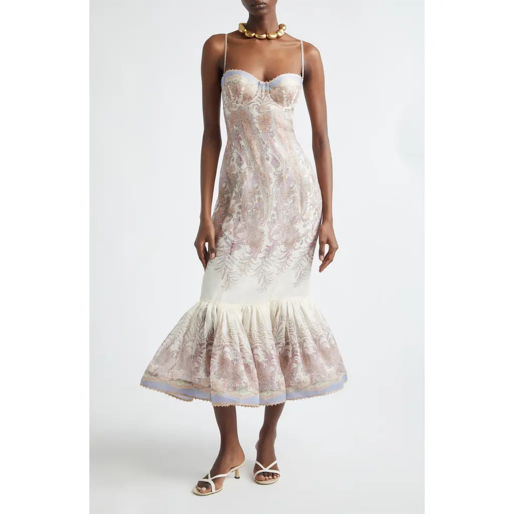 Zimmermann Alchemy Paisley Print Linen & Silk Dress in Cream Paisley at Nordstrom, Size 3 | Nordstrom