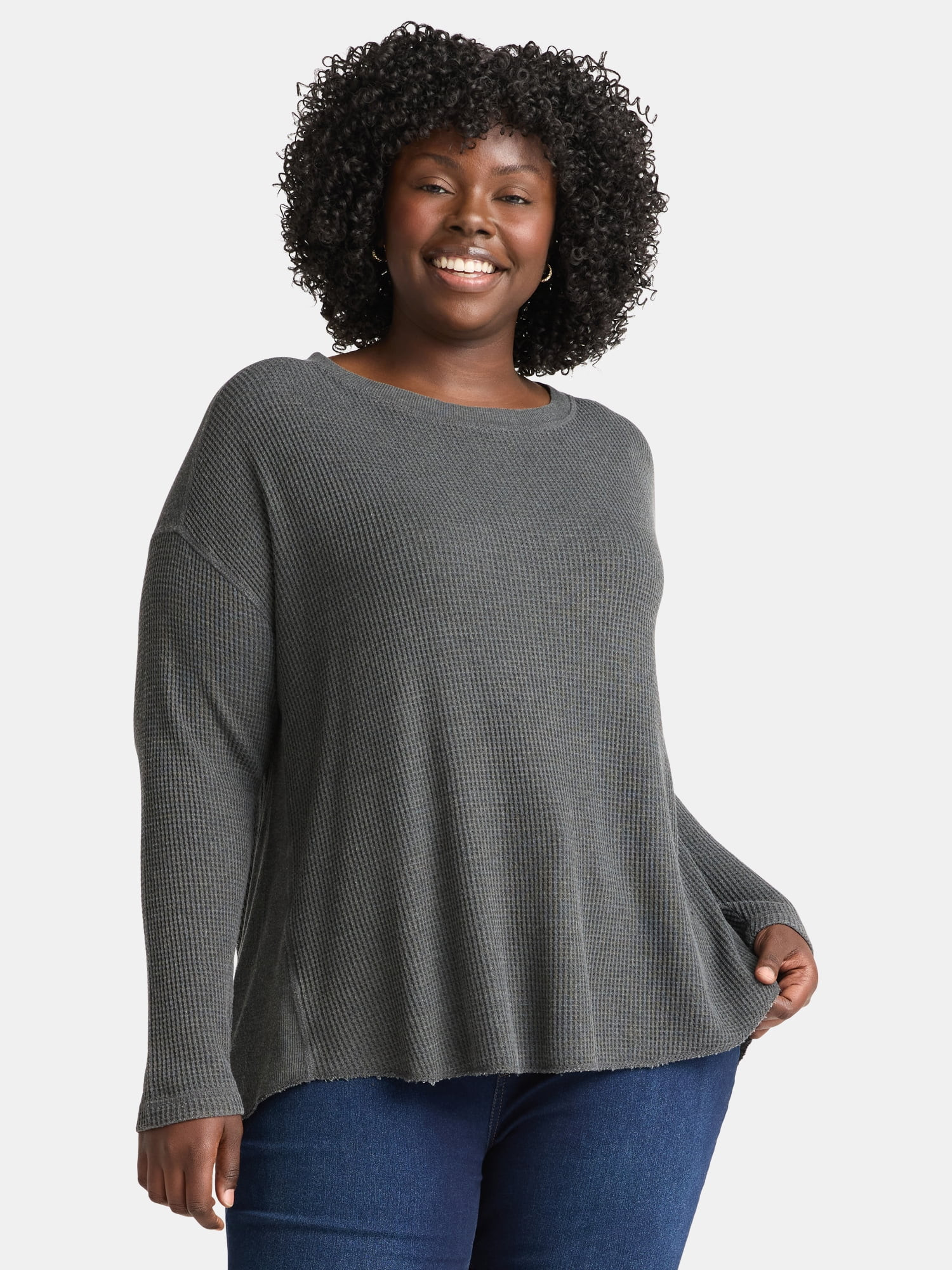 Terra & Sky Women’s Plus Waffle Knit Tunic Top, Sizes 0X-5X | Walmart (US)