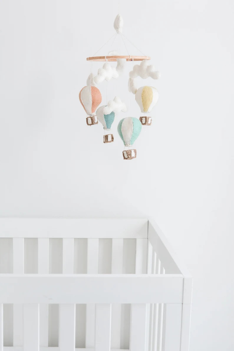 Hot Air Balloon Mobile / Gender Netural Crib Mobile / Felt Baby Mobiles / Hot Air Balloon Nursery... | Etsy (US)