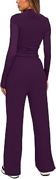 Darong Women's 2 Piece Outfits Lounge Sets Long Sleeve Mock Neck Tops High Wasited Wide Leg Pants... | Amazon (US)