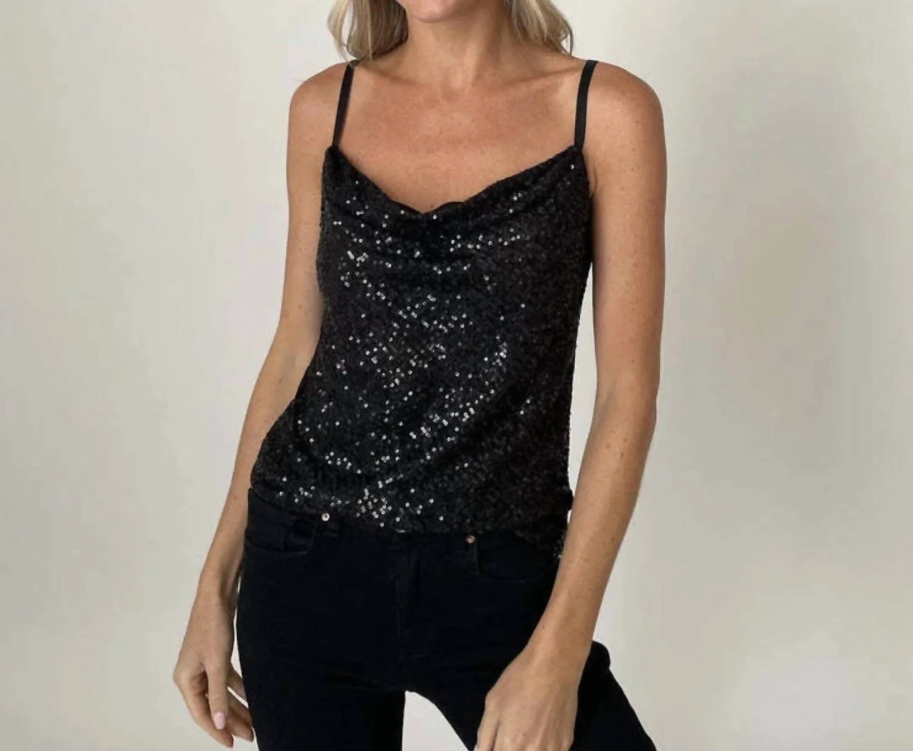 New Year Sequin Tank In Black | Shop Simon