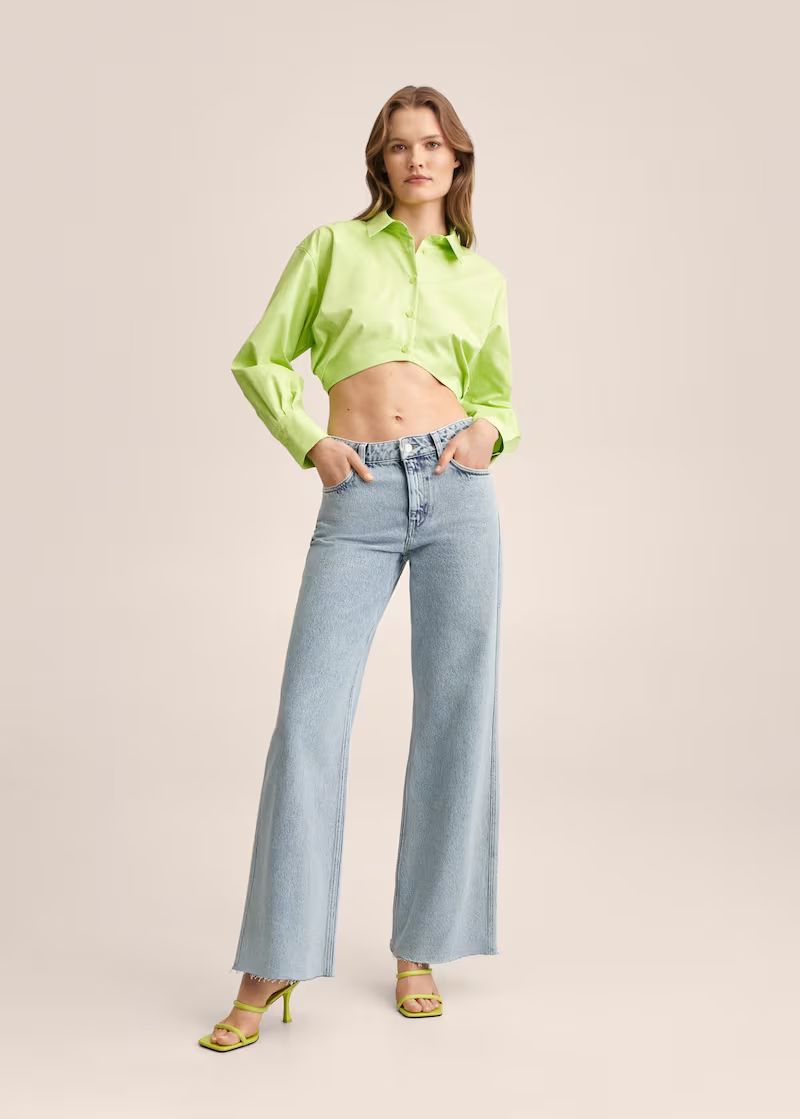 Mid-rise wideleg jeans  -  Women | Mango USA | MANGO (US)