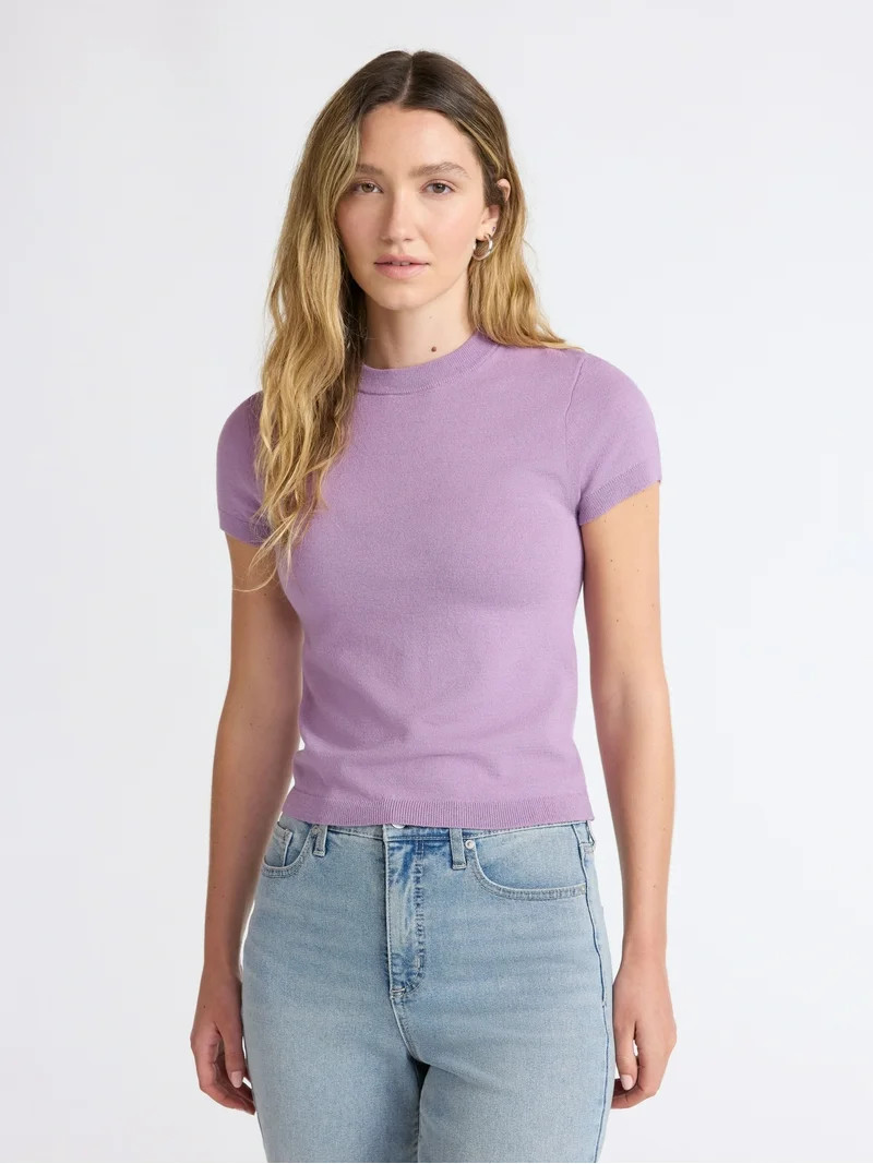 Scoop Women's and Women’s Plus Sweater Tee with Short Sleeves, Lightweight, Sizes XS-4X | Walmart (US)