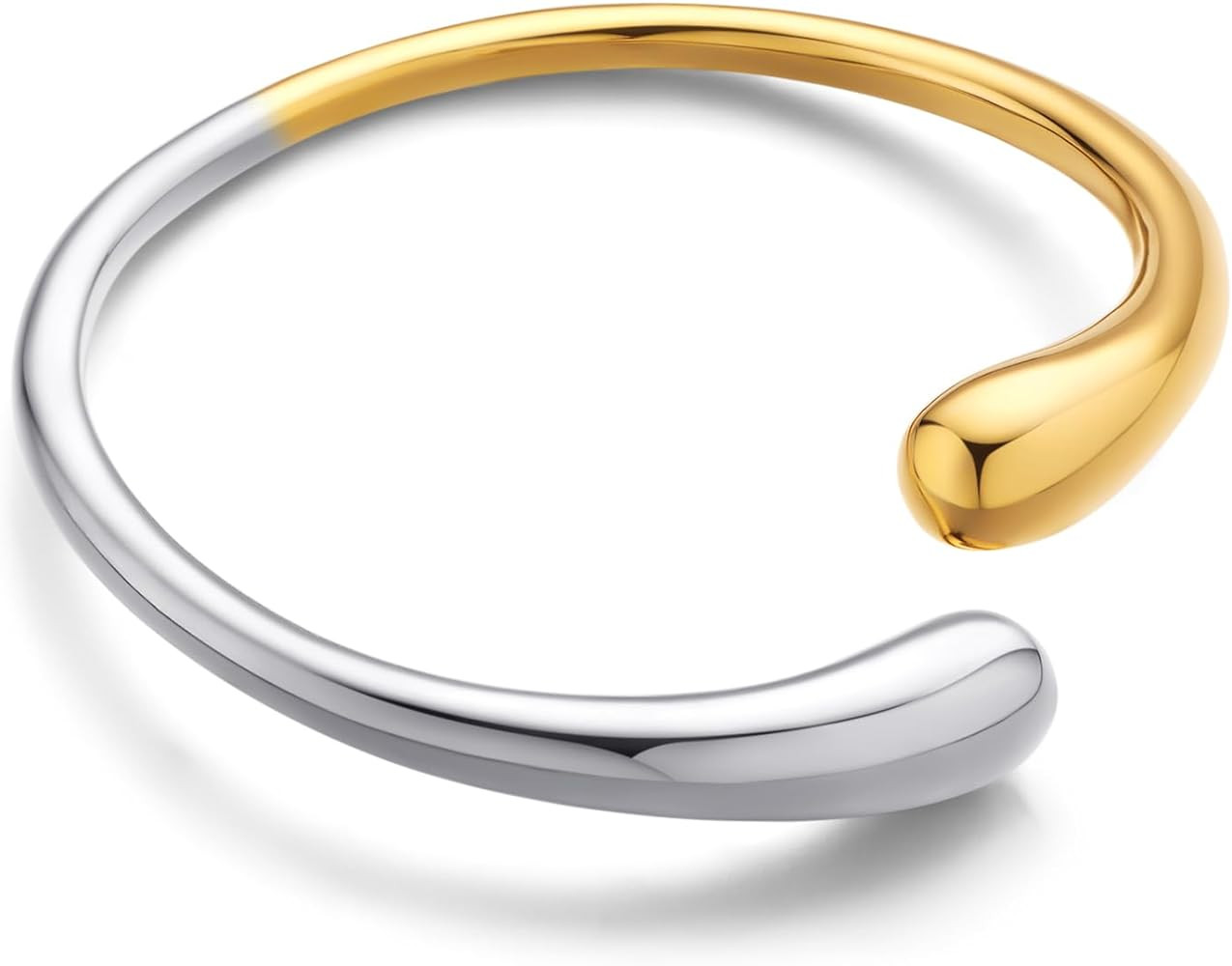 WOWORAMA Teardrop Gold Cuff Bracelets for Women Adjustable 18K Gold Plated Chunky Open Cuff Bangl... | Amazon (US)