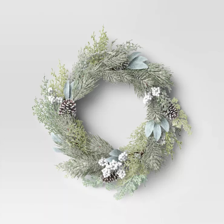 Heavy Flock Wreath - Threshold™ | Target