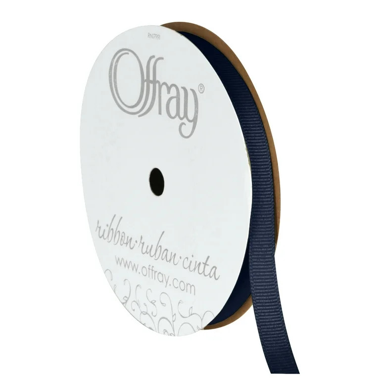 Offray Ribbon, Navy 3/8 inch Grosgrain Polyester Ribbon, 18 feet | Walmart (US)