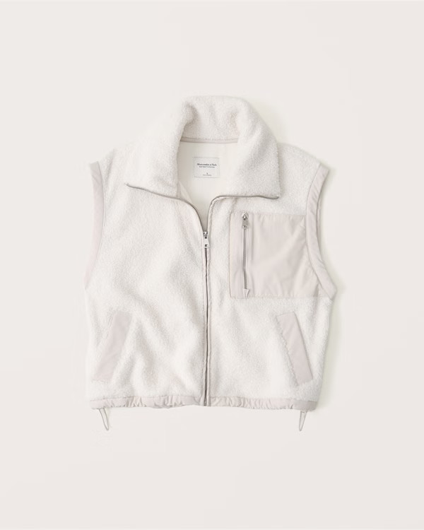 Women's Cropped Sherpa Vest | Women's Tops | Abercrombie.com | Abercrombie & Fitch (US)