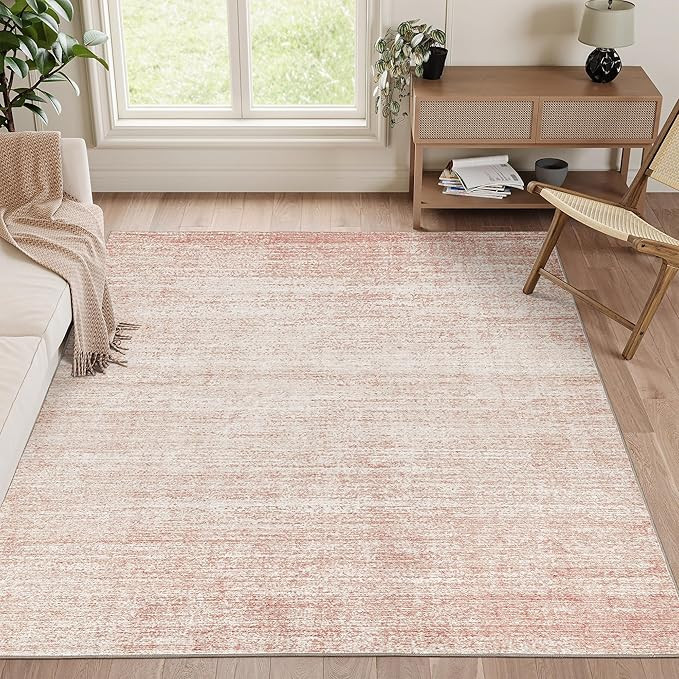 Valenrug Pink 5x7 Area Rug - Washable, Stain Resistant, Non Slip, Modern Abstract Art Rug for Liv... | Amazon (US)
