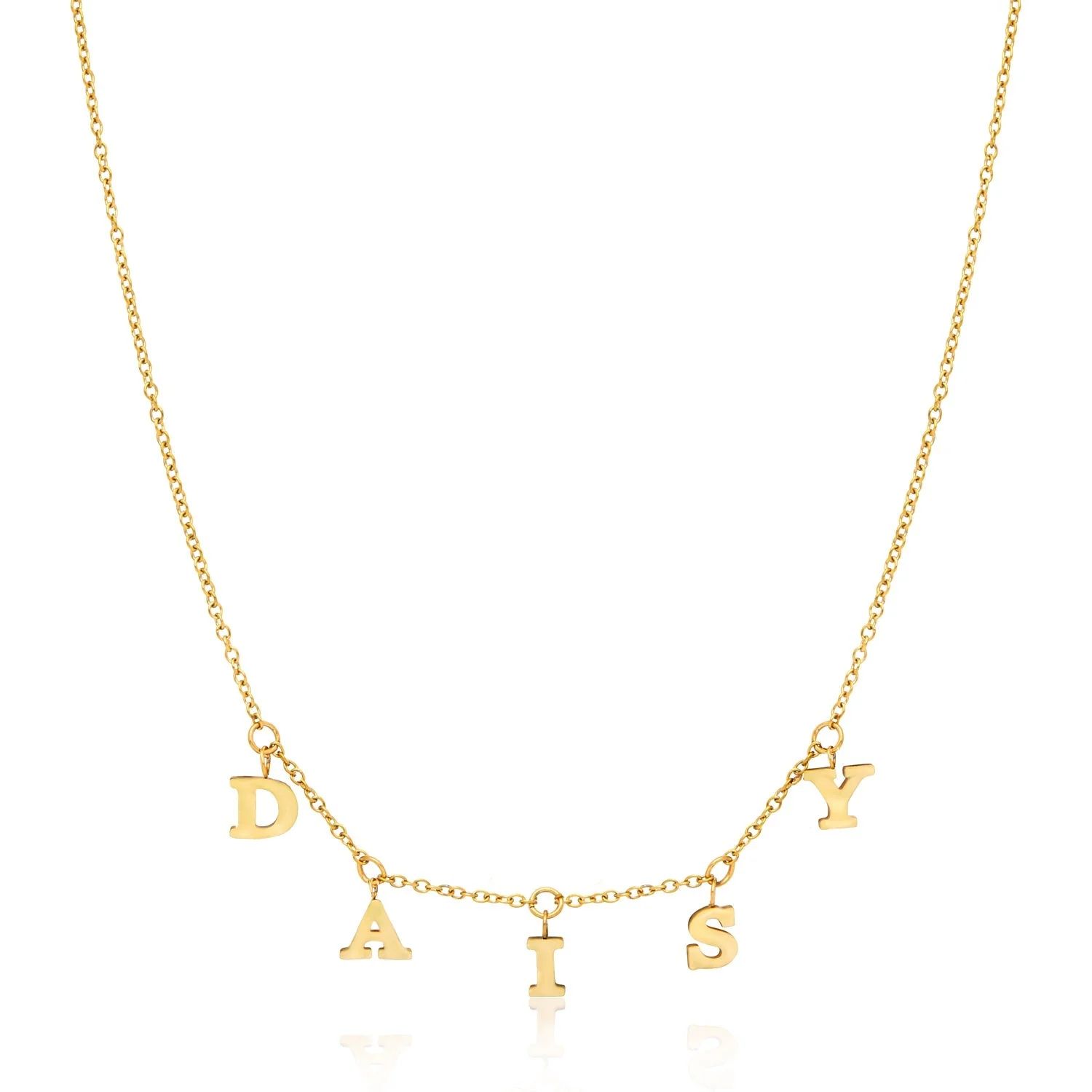 Mini Hanging Letter Name Necklace (Gold) | Abbott Lyon