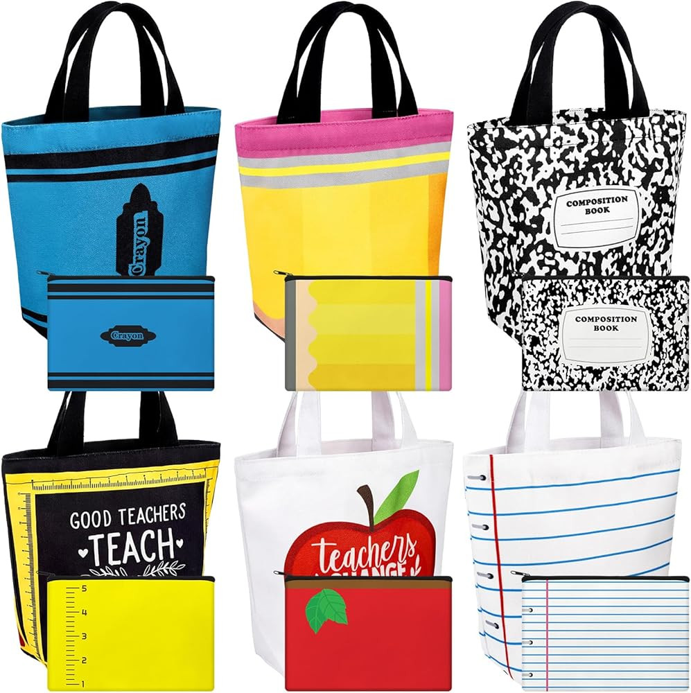 Paterr 12 Pcs Teacher Appreciation Gift Bulk Teacher Mini Canvas Tote Bag Pencil Pouch Makeup Bag... | Amazon (US)