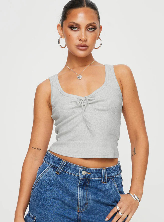 Sixteen Tank Top Grey | Princess Polly US