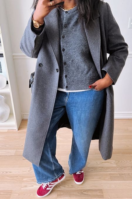Spring outfit, grey cardigan, grey coat. 

#LTKplussize #LTKSpringSale #LTKshoecrush