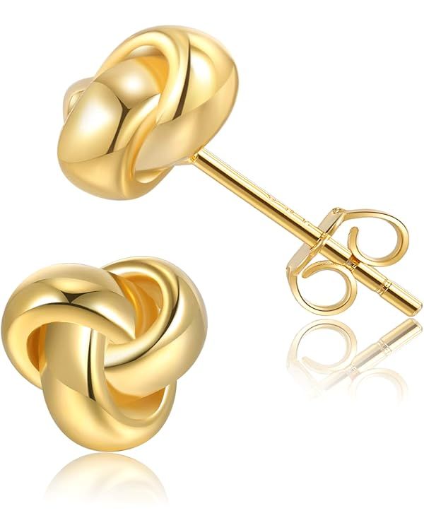 CHIC & ARTSY Love Knot Earrings Gold Plated 925 Sterling Silver Tri-tone White,Yellow,Rose Love K... | Amazon (US)
