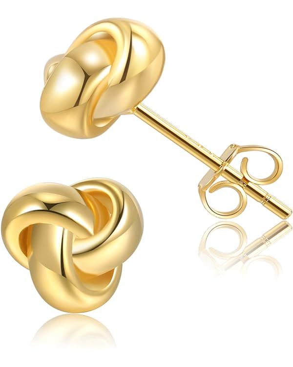 CHIC & ARTSY Love Knot Earrings Gold Plated 925 Sterling Silver Tri-tone White,Yellow,Rose Love K... | Amazon (US)