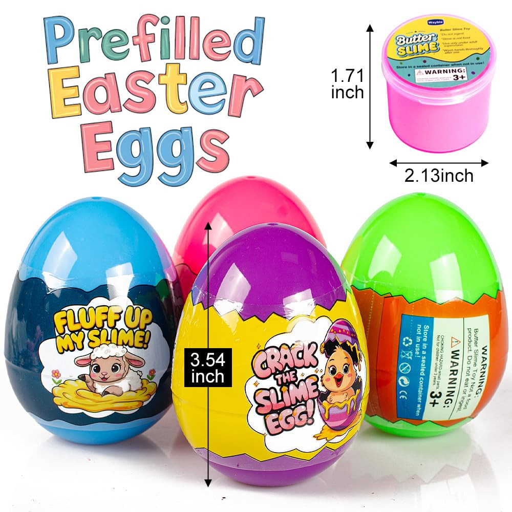 Easter Basket Stuffers for Kids – 4-Pack Butter Slime Eggs with Colorful Slimes, Glitter, and E... | Amazon (US)