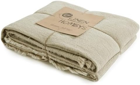 HOMBYS 88"x92" 100% Pure Linen Queen Size Blanket-Soft Linen Reversible Throw Lightweight Blanket... | Amazon (US)