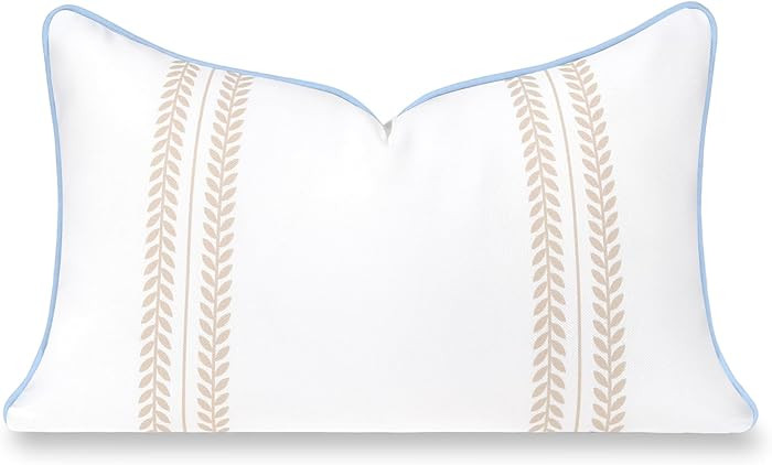 Hofdeco Premium Coastal Hampton Patio Indoor Outdoor Lumbar Pillow Cover Only, 12"x20" Water Repe... | Amazon (US)