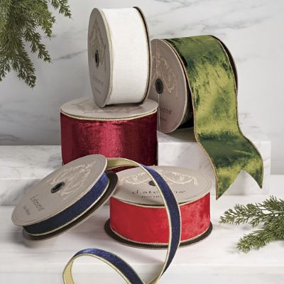 4' Velvet Burgundy Ribbon with Light Gold Back | Frontgate | Frontgate