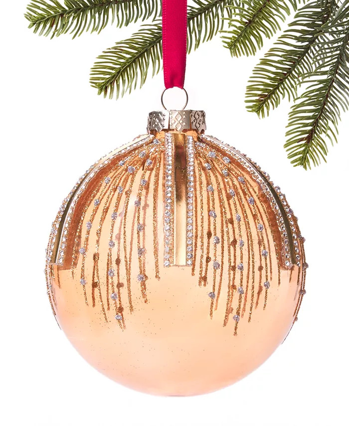 Spiced Cider Gold Glitter Drip Ball Ornament, Created for Macy's | Macy's