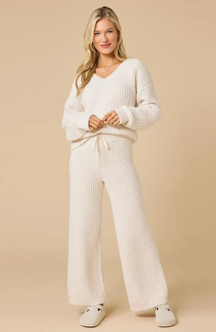 Softies Waffle Marshmallow V-Neck Lounge Set | Nordstrom | Nordstrom