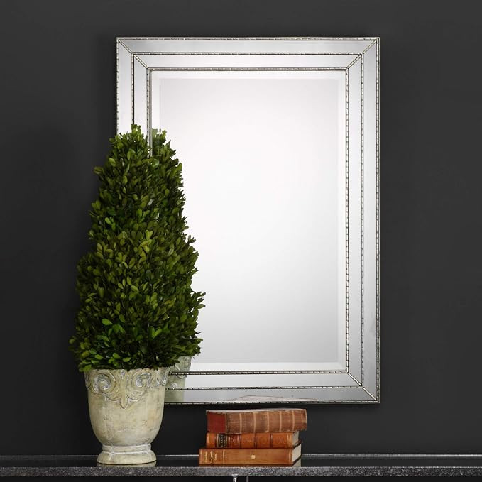 24 x 34 in Metallic Silver Finish Wall Mirror | Amazon (US)