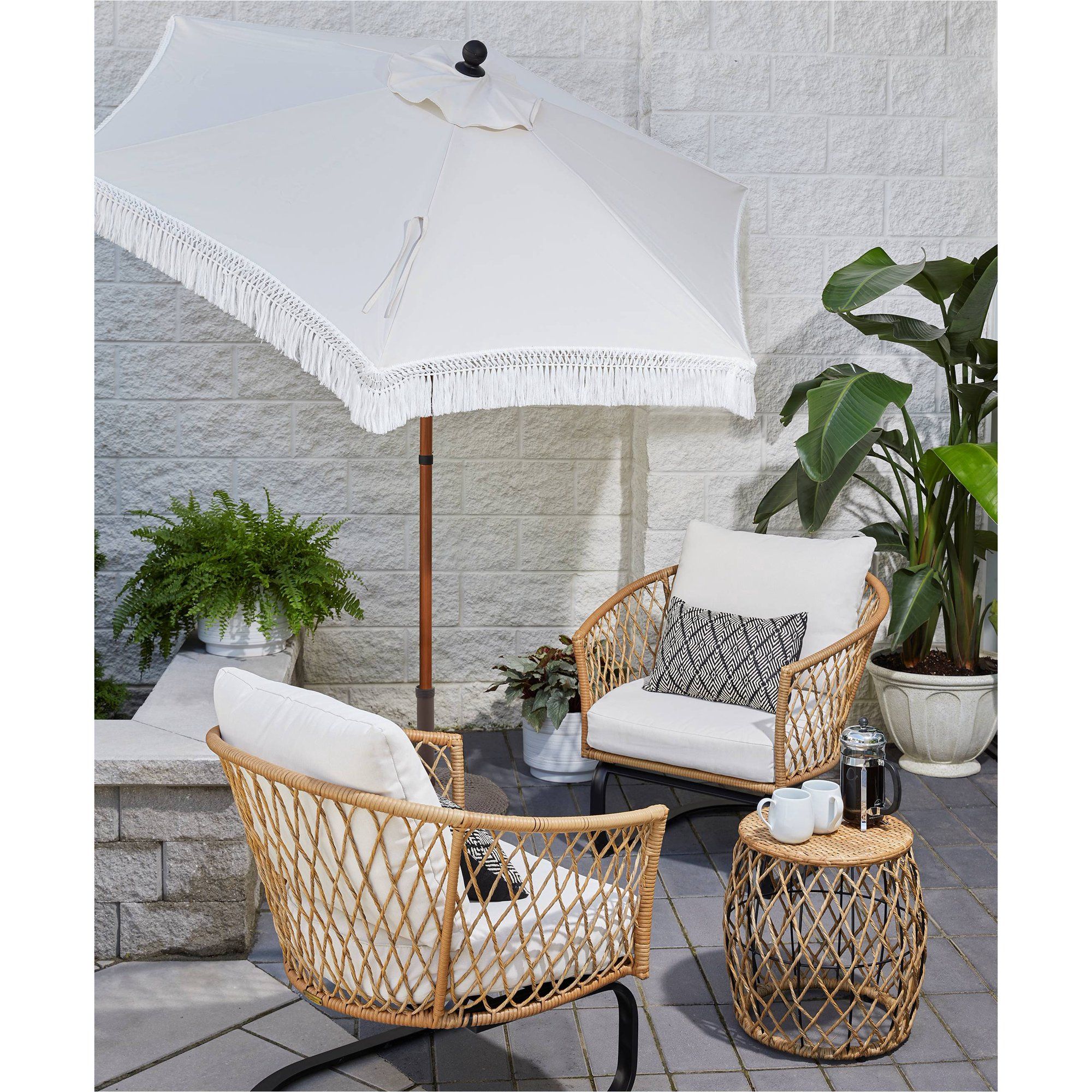 Better Homes and Gardens Ventura 3-Piece Outdoor Boho Wicker Chat Set | Walmart (US)