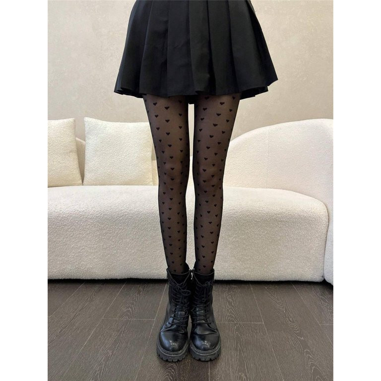 1pc Women Tights Black Color Geometric Heart Jacquard Stockings - Walmart.com | Walmart (US)