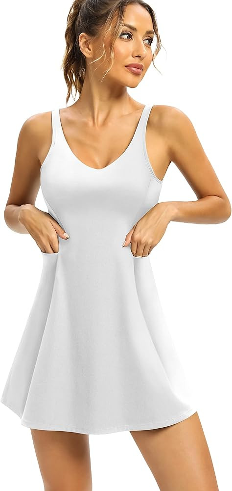 Womens Tennis Dress with Built-in Bra & Separate Shorts,Athletic Dress with 4 Pockets Workout Dre... | Amazon (US)