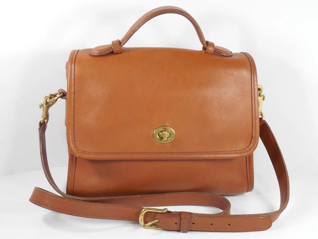 Coach Court Messenger Bag No 9870 British Tan Top Handle Removable Crossbody Shoulder Strap Handb... | Etsy (US)
