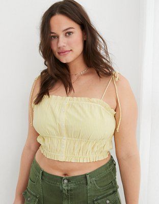 Aerie Woven Button Front Tank Top | Aerie