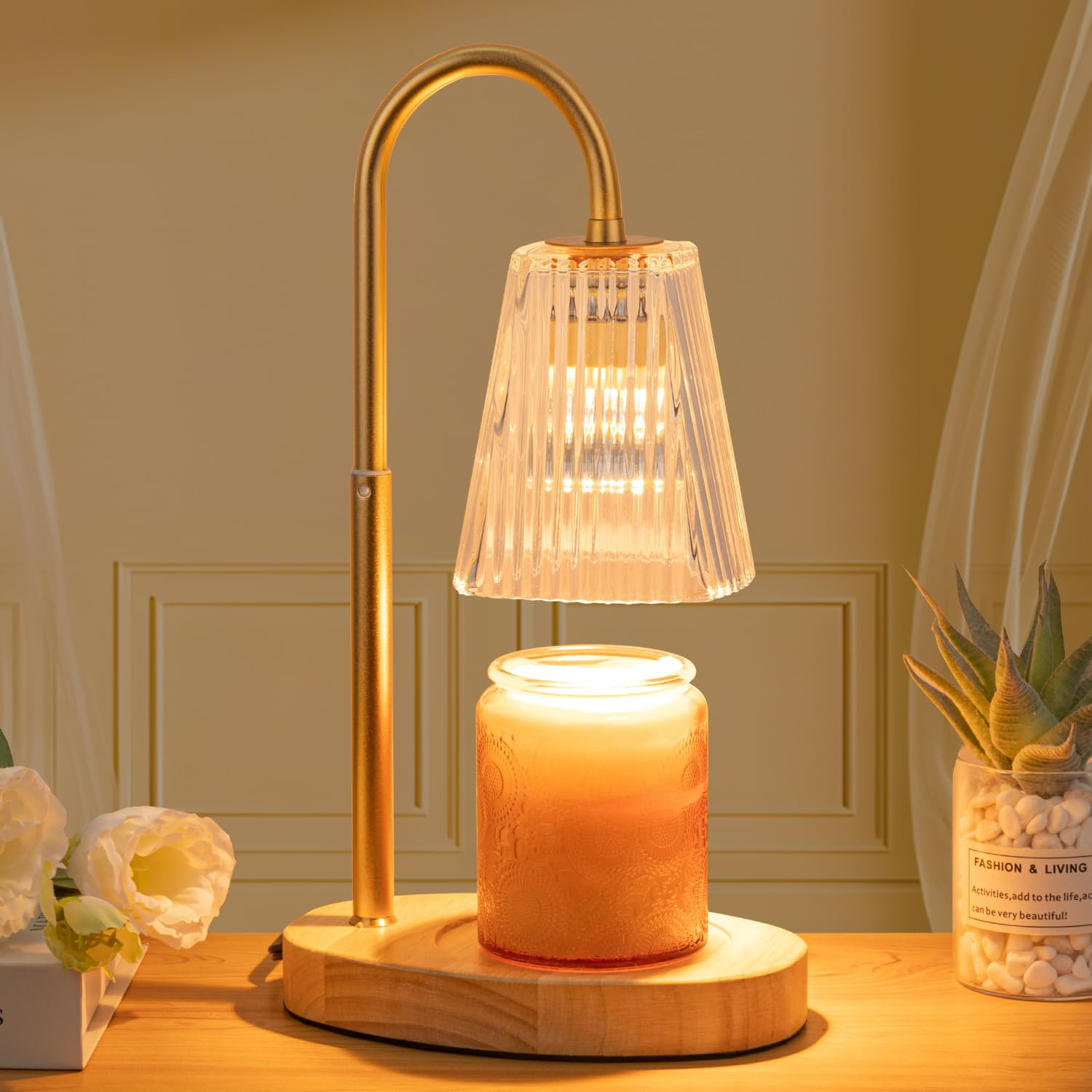 Candle Warmer Lamp with Timer - Electric Candle Lamp Warmer with Dimmer Adjustable Height Lamp Ca... | Amazon (US)