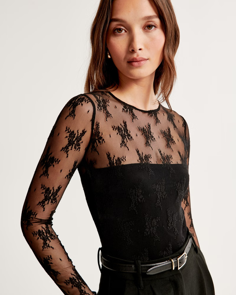 Long-Sleeve Lace Bodysuit | Abercrombie & Fitch (US)