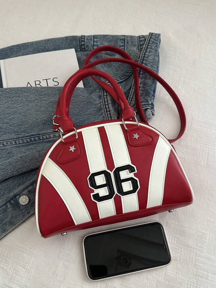 New Fashion Handheld & Shoulder Bowling Bag, Fashionable, Personalized, Streetwear, Cute, Cool, Y2K, Vintage, College, Numeric, Sports, School Bag, Suitable For Teenagers, Valentine's Day | SHEIN