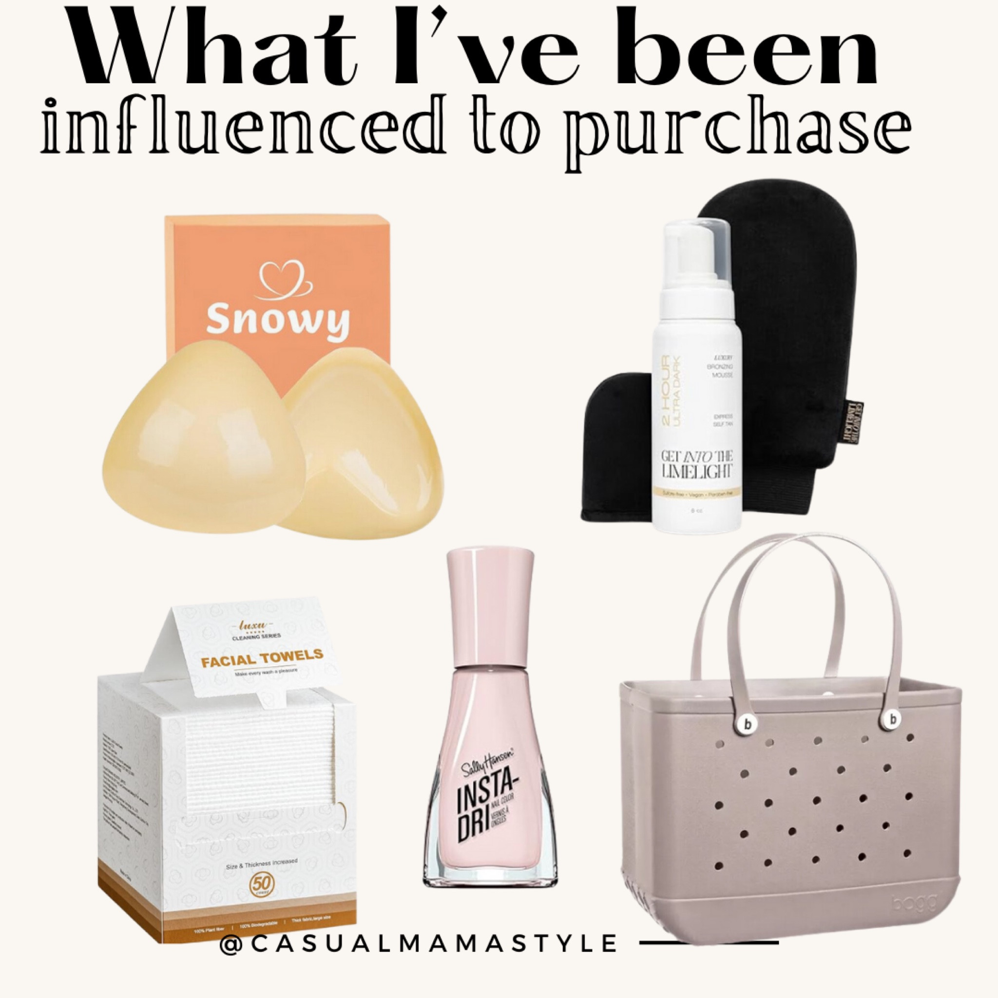 Influenced to buy, amazon finds, mom bag, self tan, beauty favorites, best sticky bra! 

#LTKBeauty #LTKTravel #LTKStyleTip
