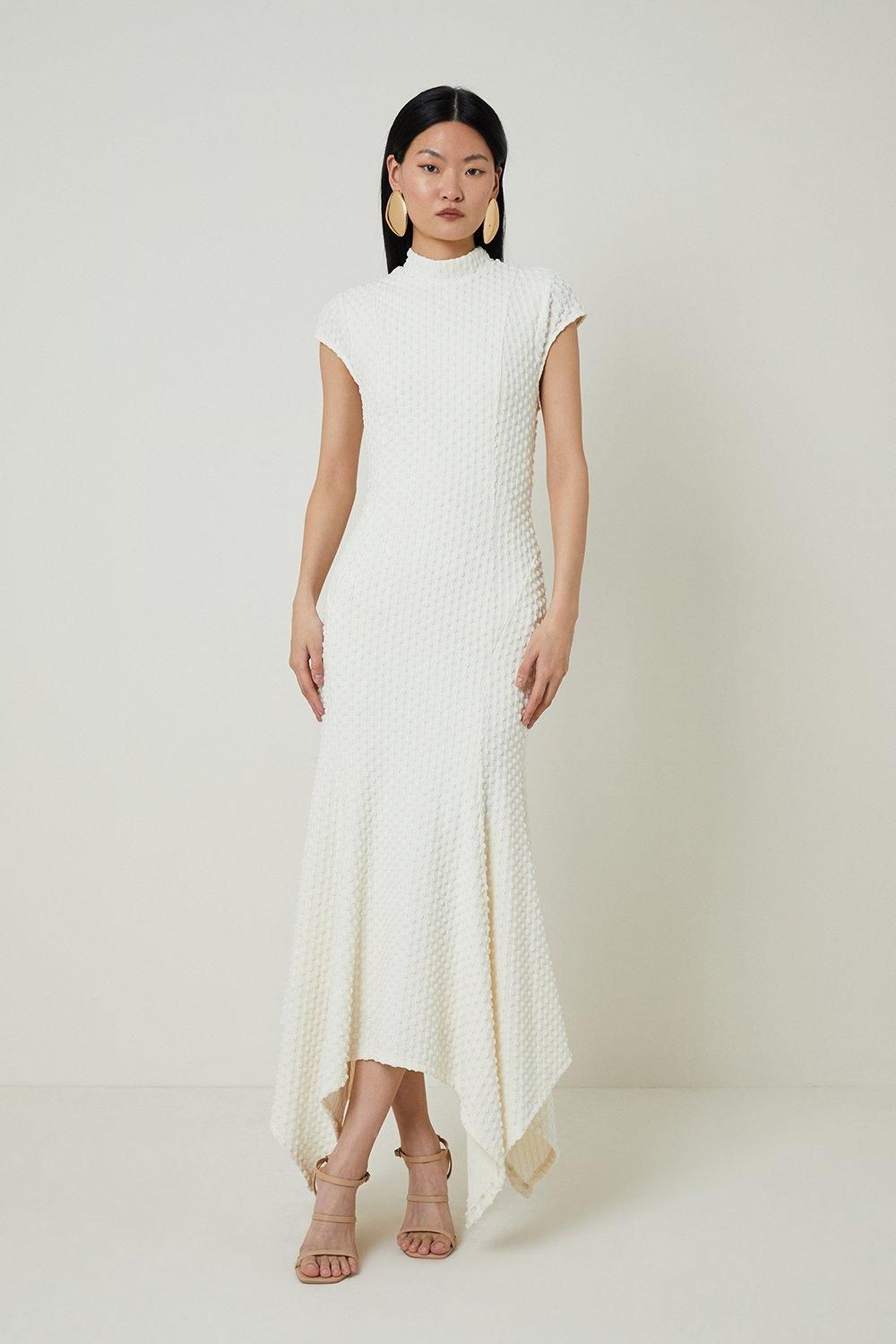 Textured Jersey Dramatic Hem Maxi Dress | Karen Millen UK + IE + DE + NL