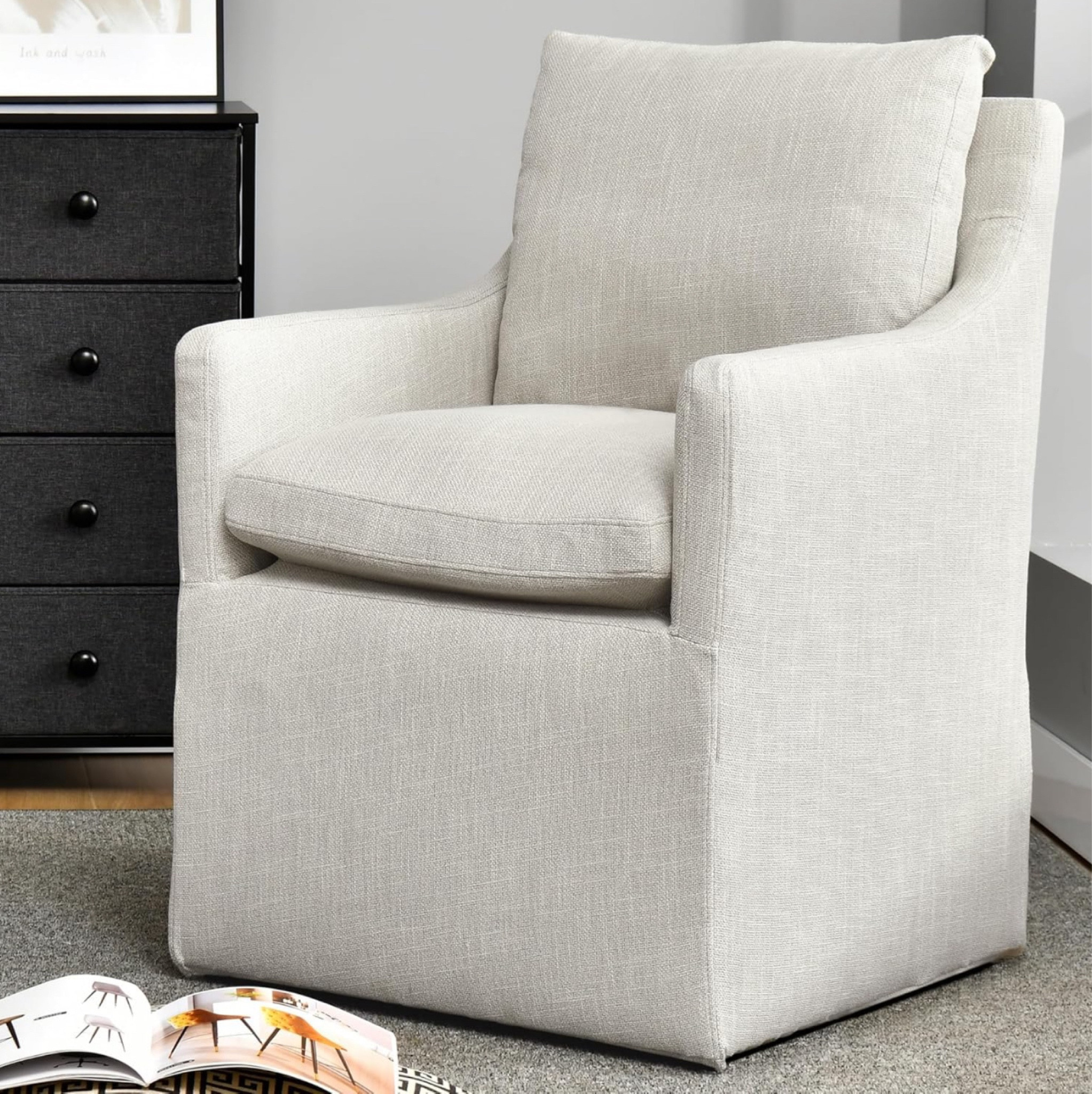 Amazon accent chair. Style meets functionality with this perfect upholstered linen accent chair that rolls effortlessly ✨ Whether you’re working at your desk or dining in style, this versatile piece adds a touch of elegance and comfort to any space. Roll into comfort and elevate your decor! #HomeDecor #AccentChair #LinenLove #FunctionalStyle #InteriorGoals #DiningRoomInspo #OfficeVibes #amazonfurniture 

#LTKU #LTKHome #LTKStyleTip