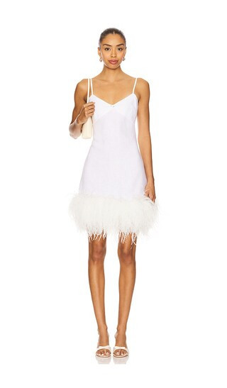 Milkwhite x REVOLVE Mini Dress With Feathers in White. - size M | Revolve Clothing (Global)