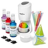 Hawaiian Shaved Ice Machine Kit - 3 Flavors, 25 Cups, Straws, Pourers, Ice Molds | Amazon (US)