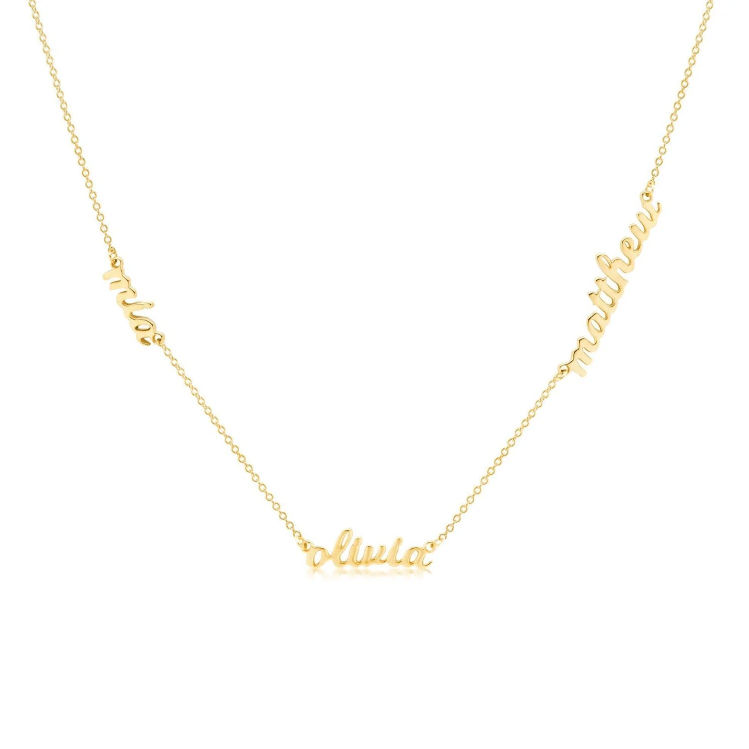 Personalized Script Nameplate Necklace - 3 Names | Tiny Tags