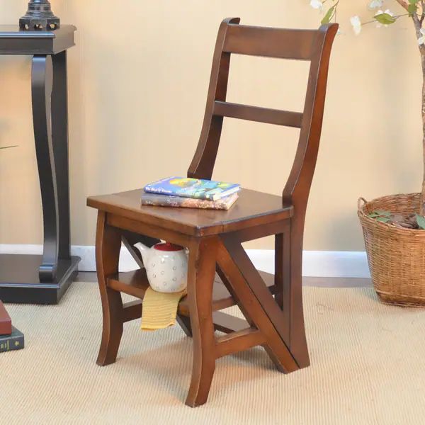 Copper Grove Stevensville Folding Wood Library Ladder Chair - Overstock - 22695733 | Bed Bath & Beyond