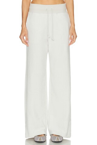 Nike High Waisted Wide Leg Cozy Fleece Pant in White | FWRD 