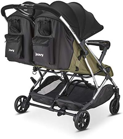 Joovy Kooper X2 Double Stroller, Lightweight Travel Stroller, Compact Fold with Tray, Olive | Amazon (US)